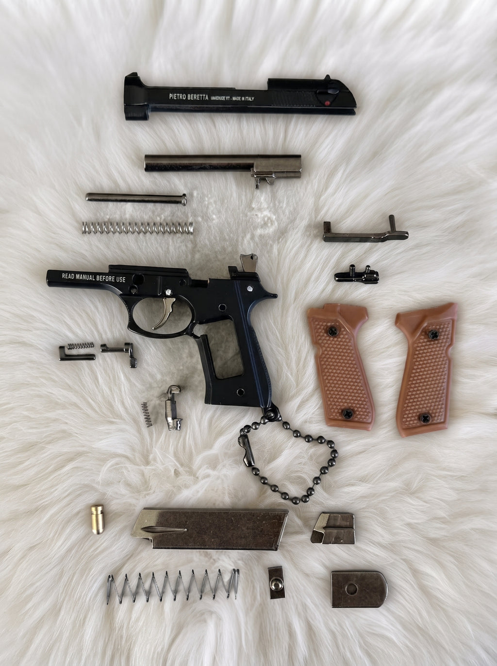 Hidden Mini Vault Pistol Keychain  Gun Metal
