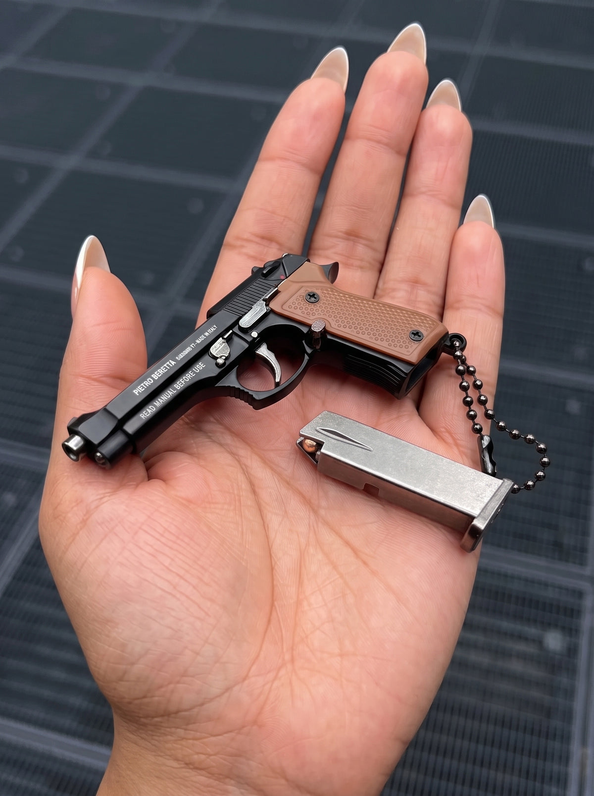 Hidden Mini Vault Pistol Keychain  Gun Metal