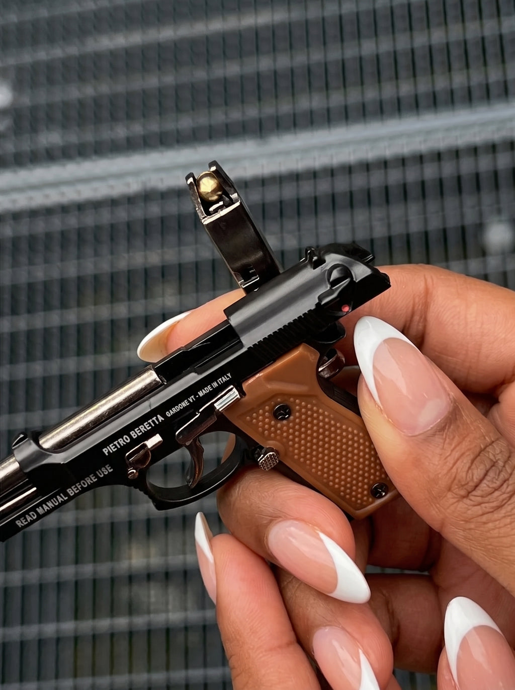 Hidden Mini Vault Pistol Keychain  Gun Metal