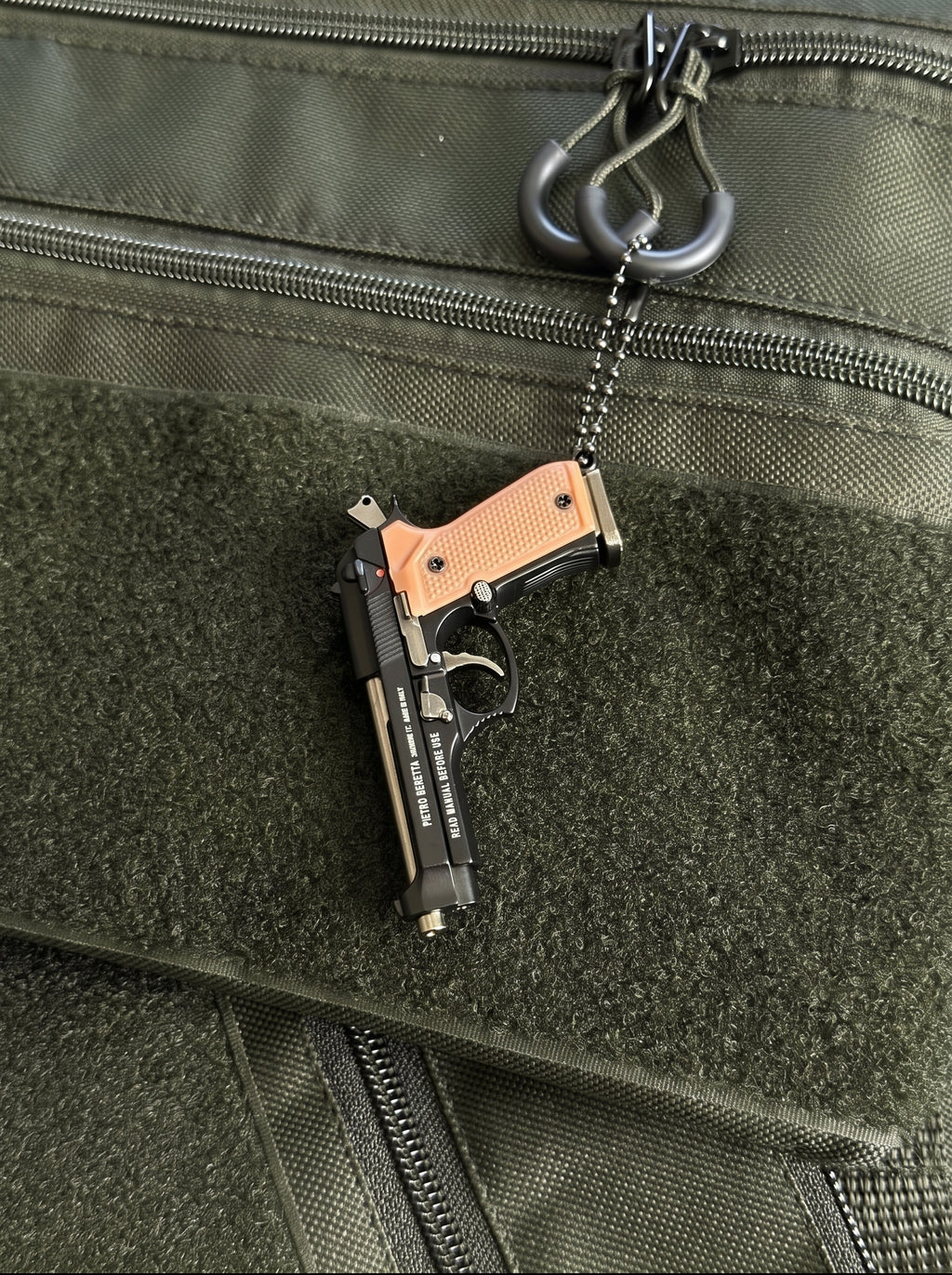 Hidden Mini Vault Pistol Keychain  Gun Metal